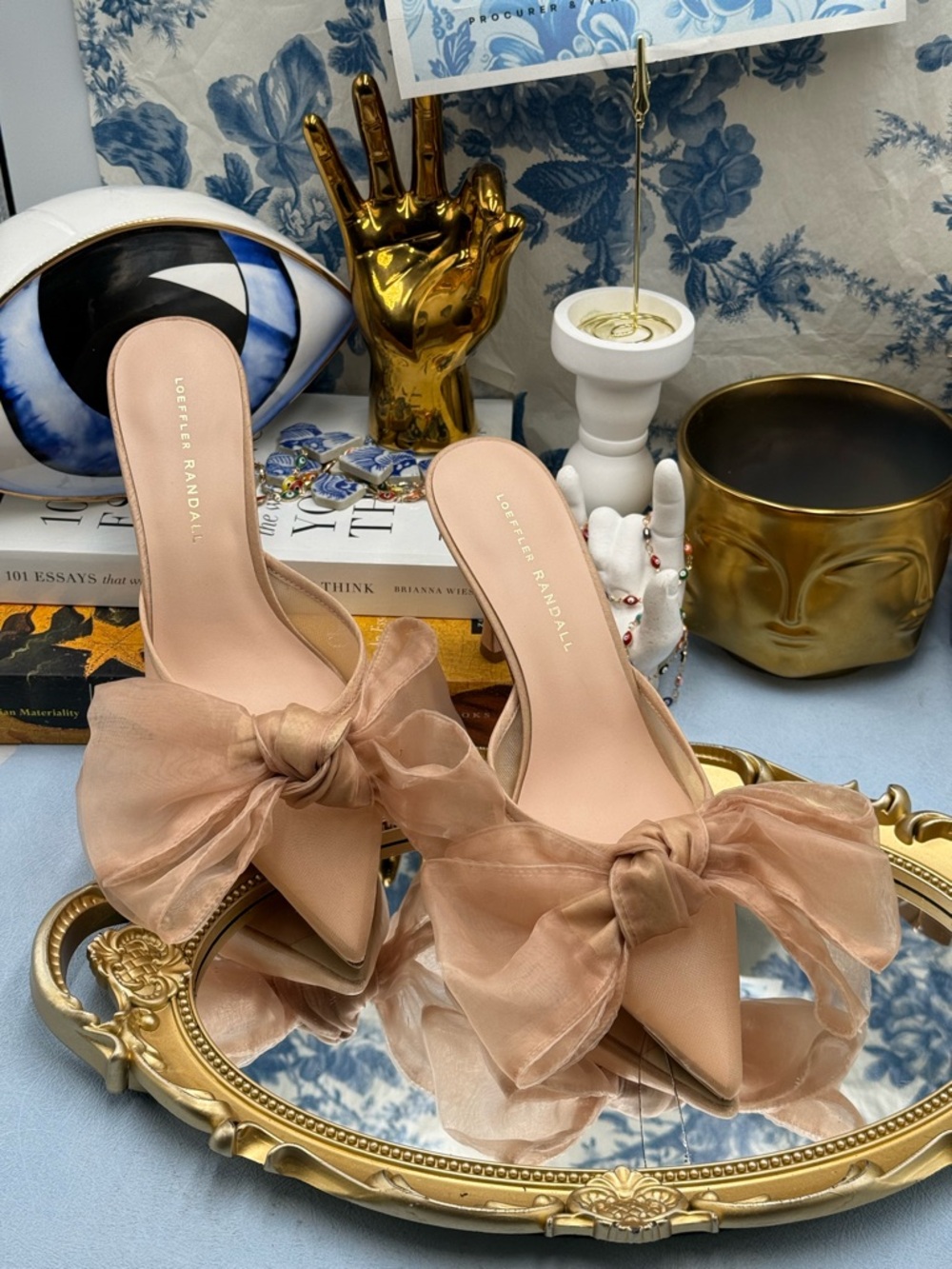 🆕 LOEFFLER RANDALL 🧿 NWOB Margot Bow Mule, Nude Organza Mesh - Sz 7 - Picture 4 of 15